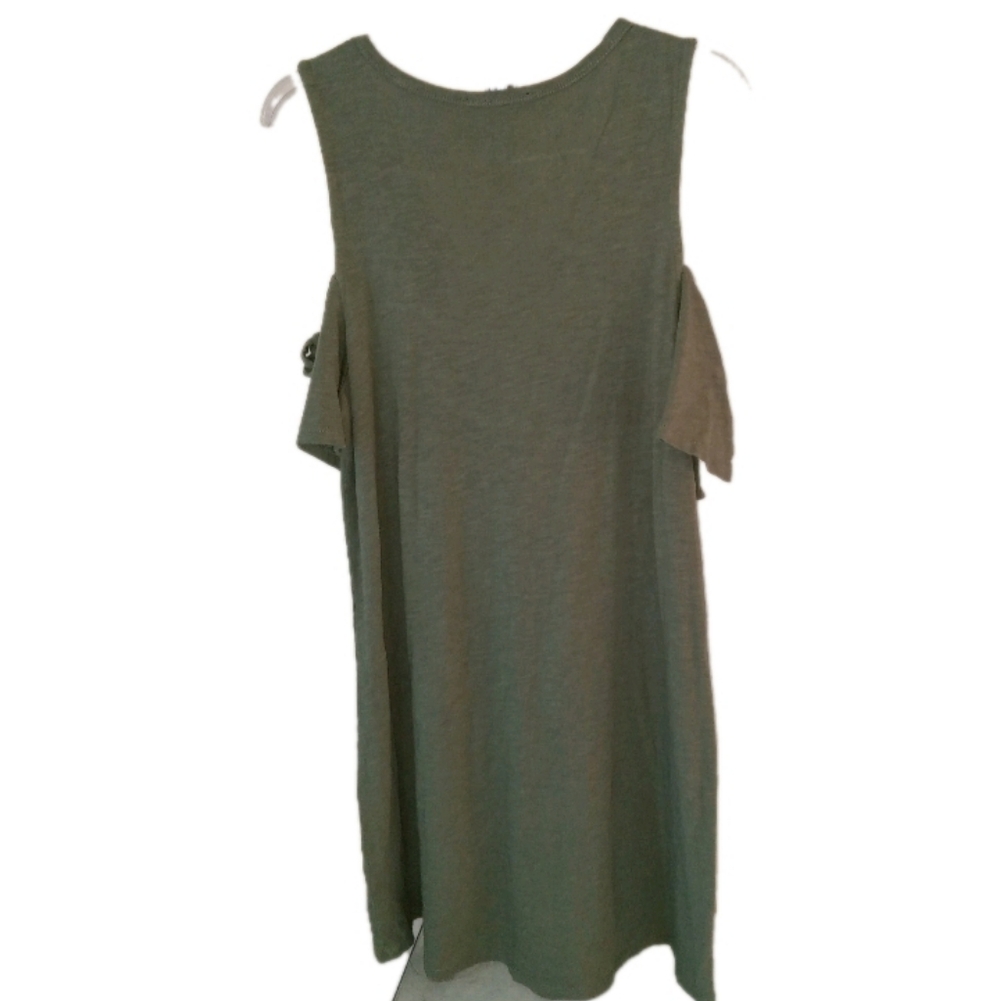 Sancutary Green Lakeside Short Sleeve Cold Shoulder Knee Length Dress Medium - Picture 3 of 10